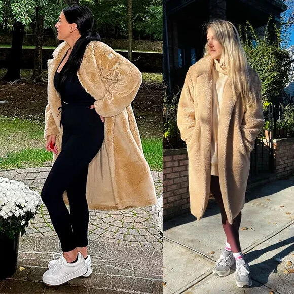 ALO YOGA Oversized Sherpa Trench Coat in Camel Size S - Picture 3 of 16